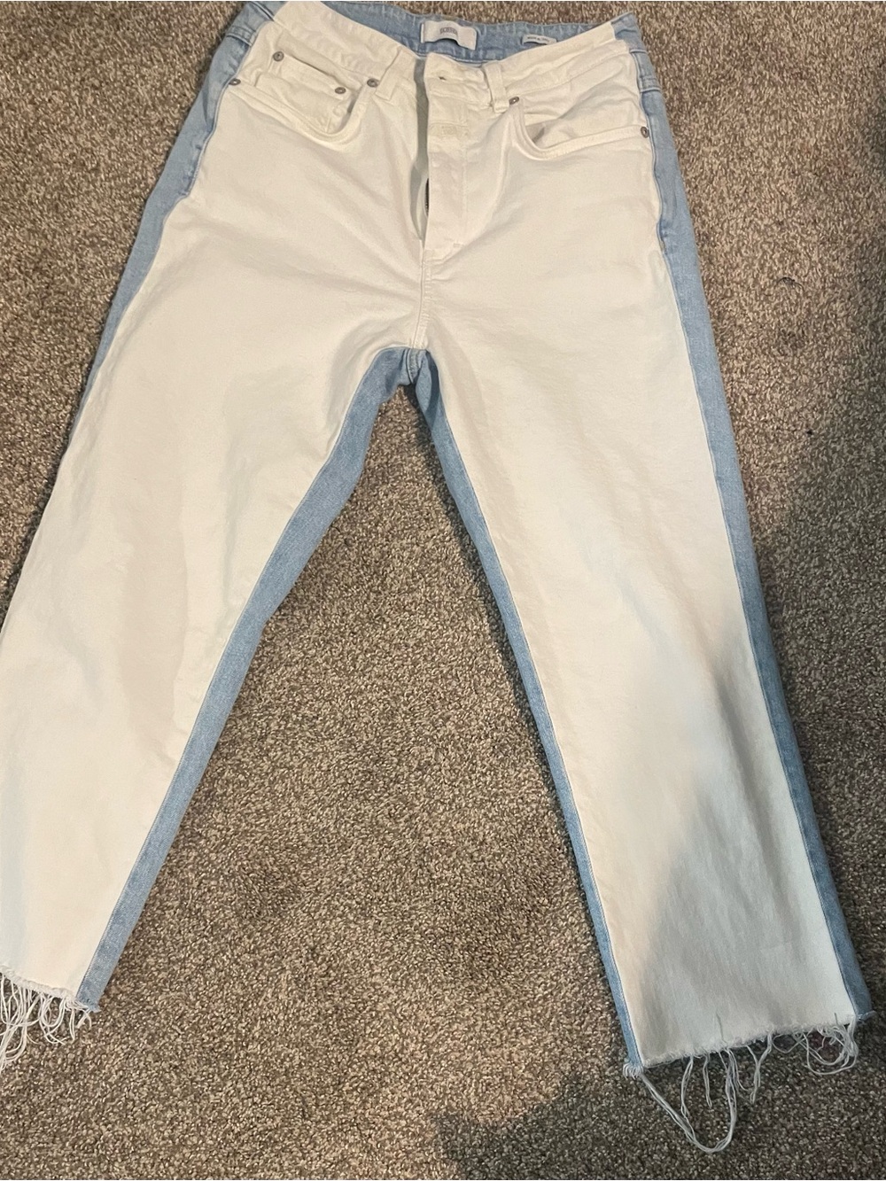 Closed White and Light Blue Two-Tone Denim Jeans
